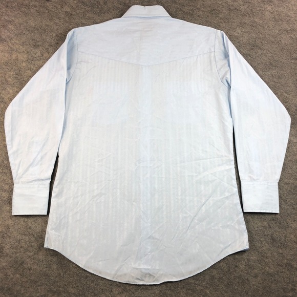 Ely Cattleman Mens M Blue Textured Cotton Western Snap Long Sleeve Shirt - Picture 4 of 13